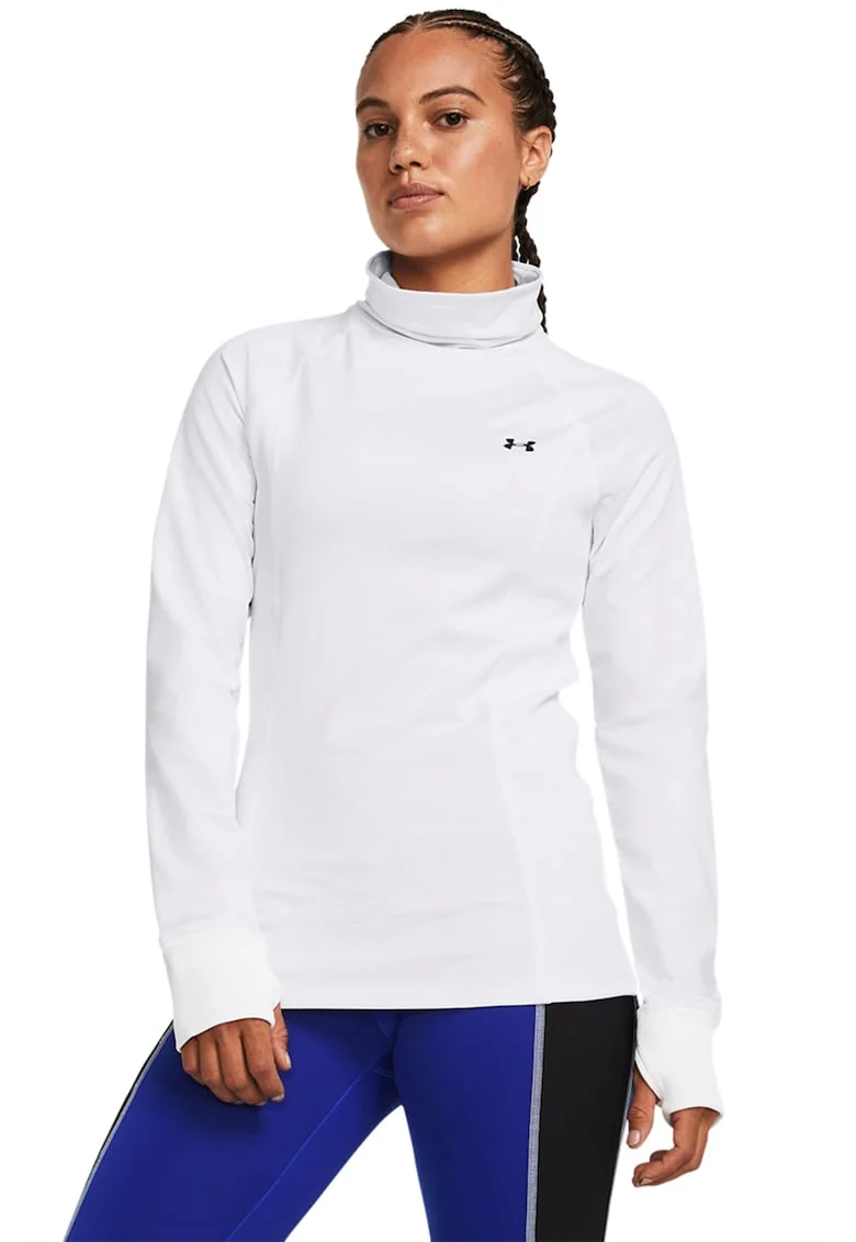 Bluza slim fit cu guler inalt pentru antrenament, Alb