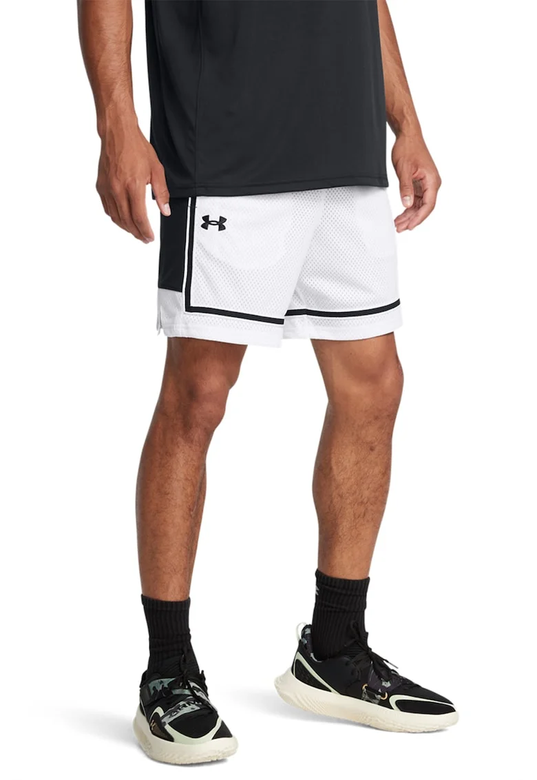 Pantaloni scurti cu snur, pentru baschet Baseline, Negru/Alb optic