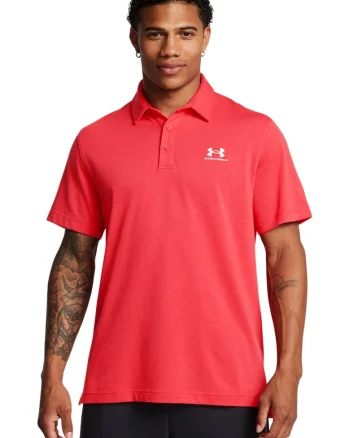 Tricou polo cu detaliu logo, pentru fitness, Rosu