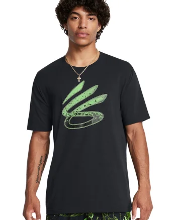 Tricou cu imprimeu grafic, pentru baschet, Negru/Verde lime