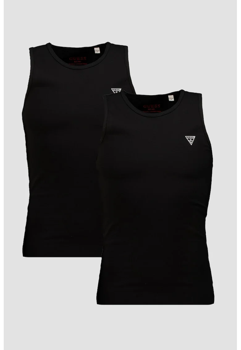 Set de top-uri din amestec de bumbac - 2 Piese, Negru