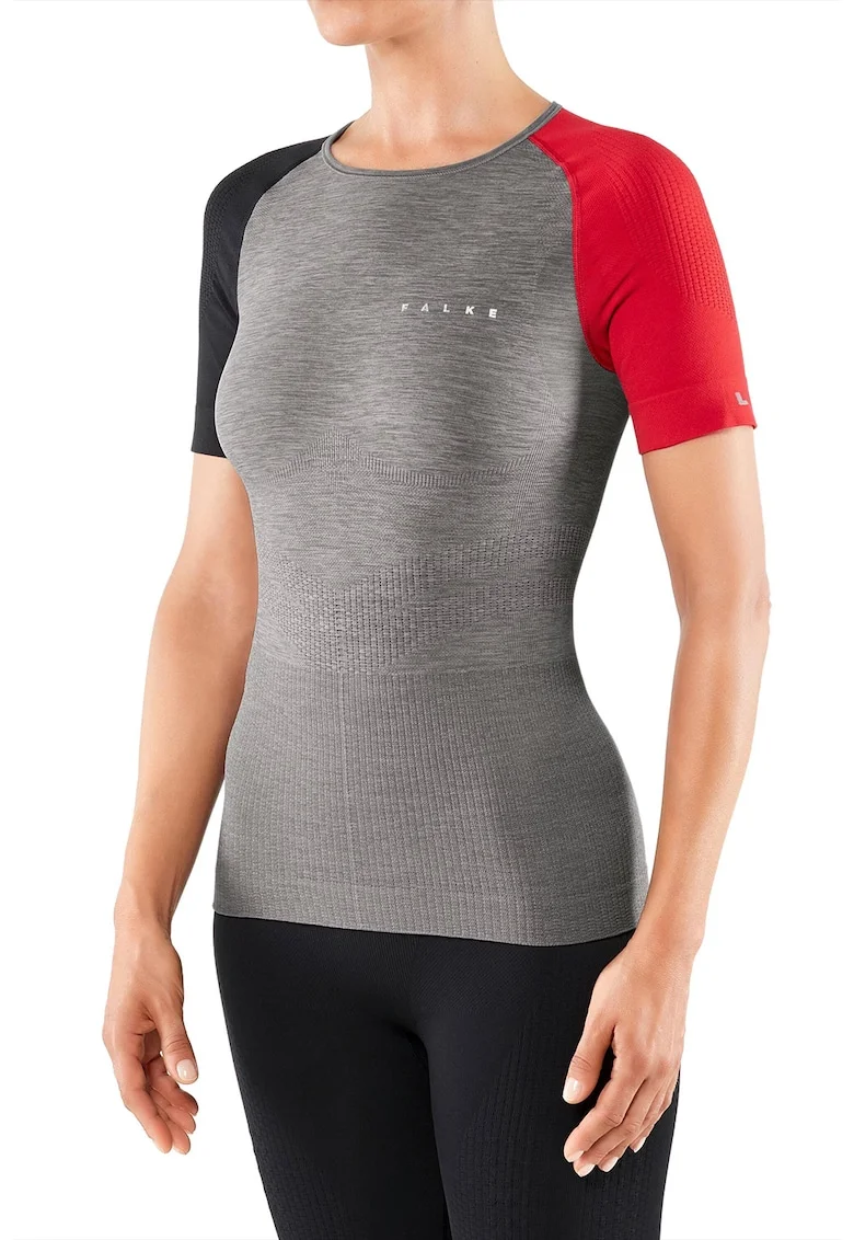 Tricou pentru alergare Impulse, Negru/Gri melange/Rosu vermillion