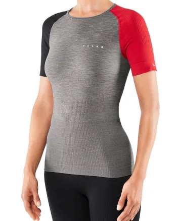 Tricou pentru alergare Impulse, Negru/Gri melange/Rosu vermillion