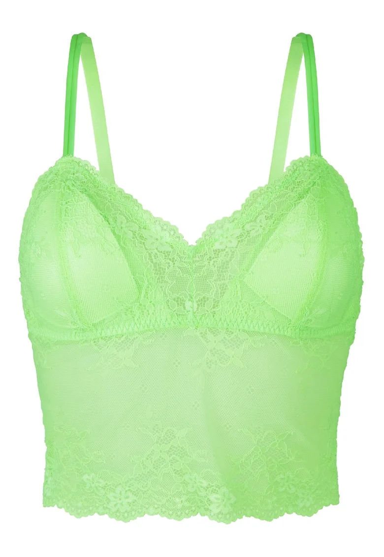 Top crop din dantela Daily, Verde lime