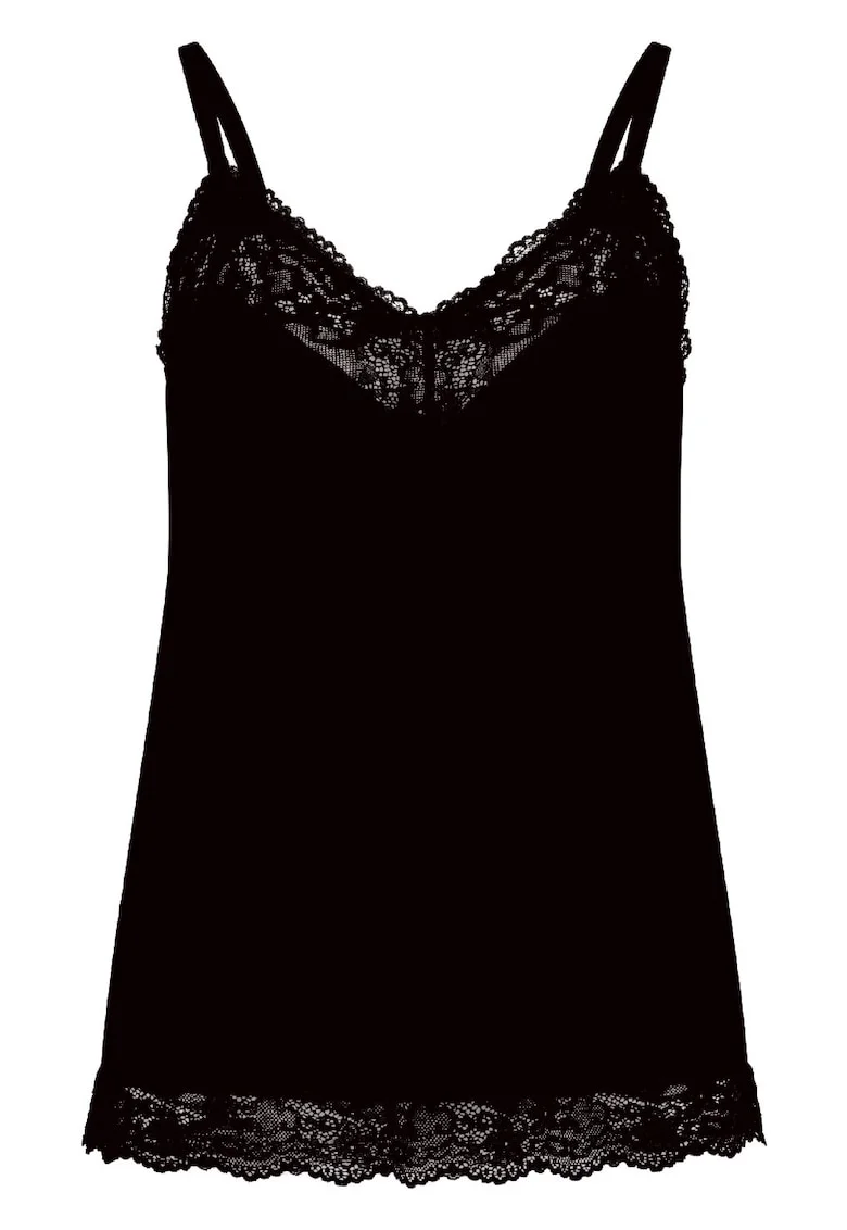 Top crop din dantela Daily, Negru melange