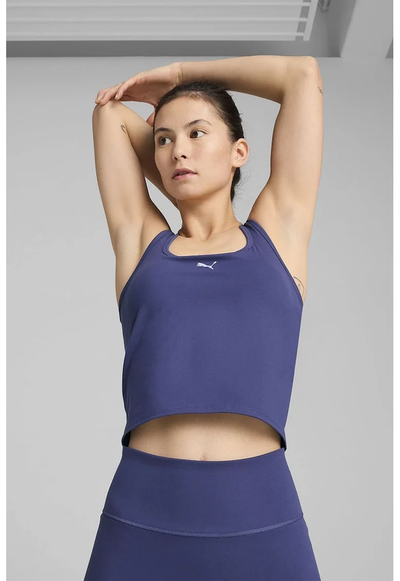 Top crop cu decupaj pe partea din spate, pentru fitness, Violet deschis
