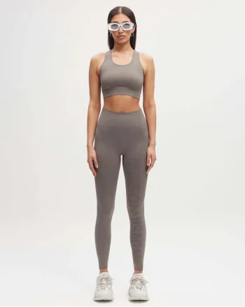 Colanti pentru fitness cu talie inalta, fara cusaturi, Maro Taupe