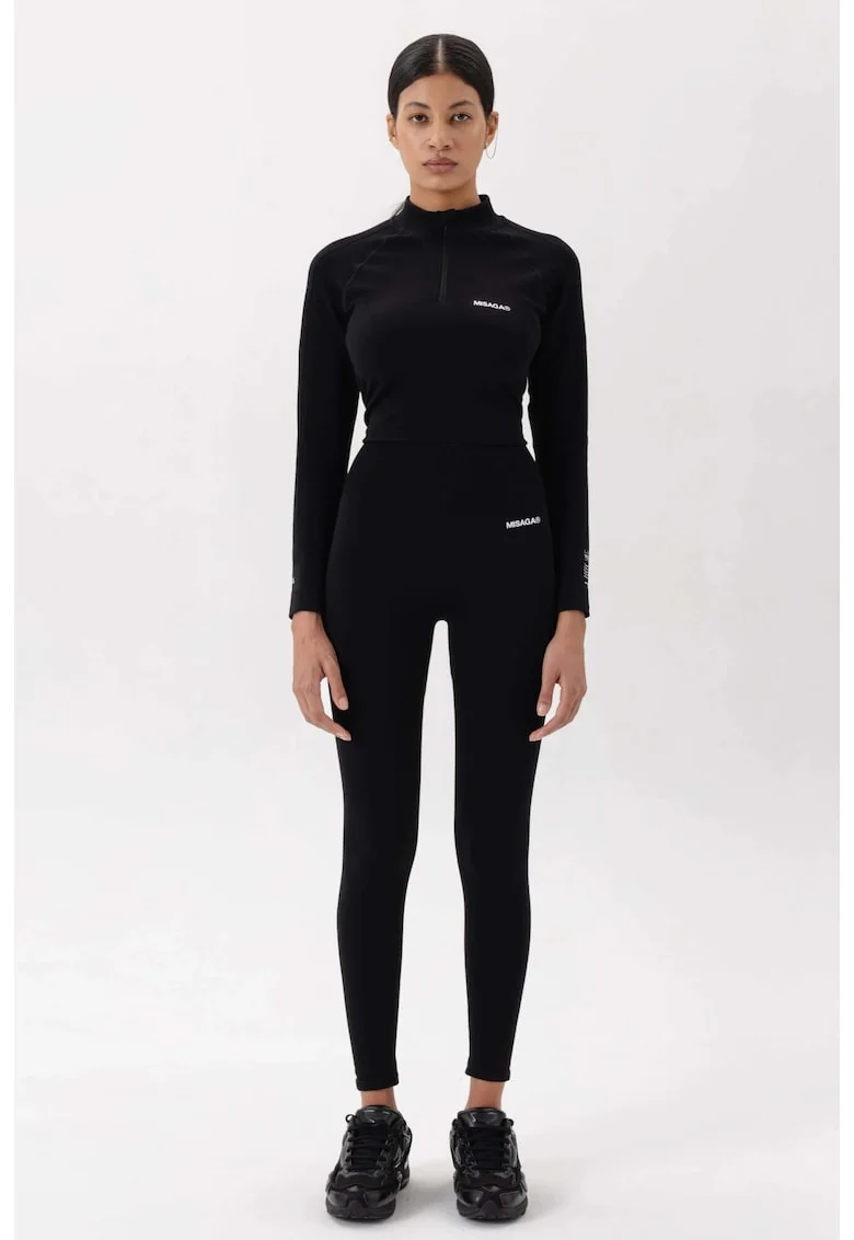 Colanti pentru fitness cu talie inalta, fara cusaturi, Negru