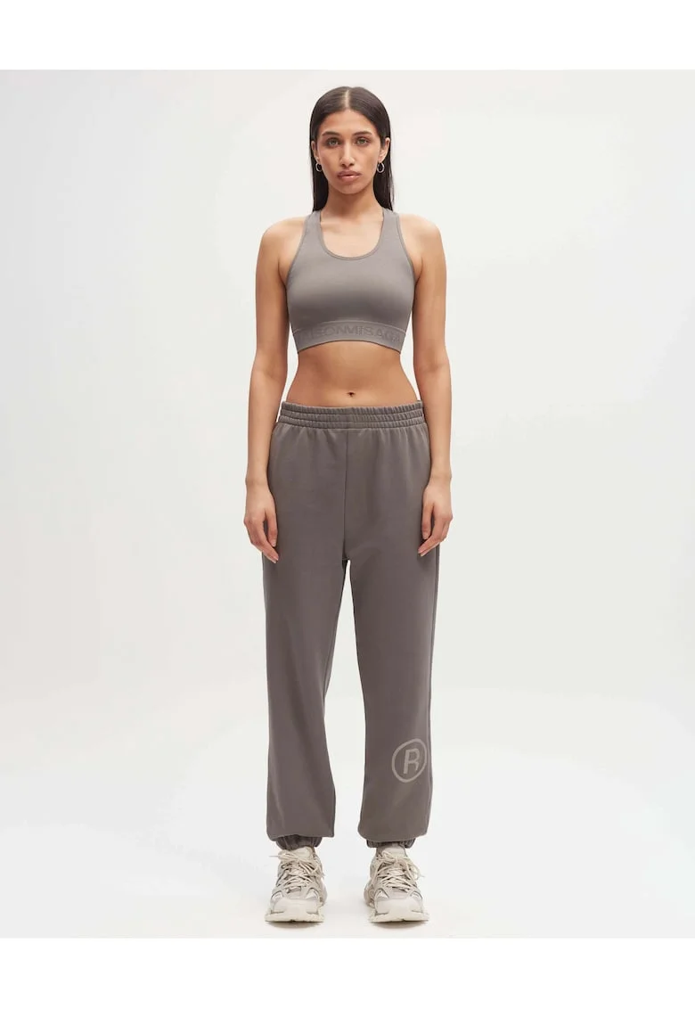Crop top racerback pentru fitness, Maro taupe