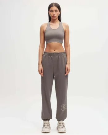 Crop top racerback pentru fitness, Maro taupe