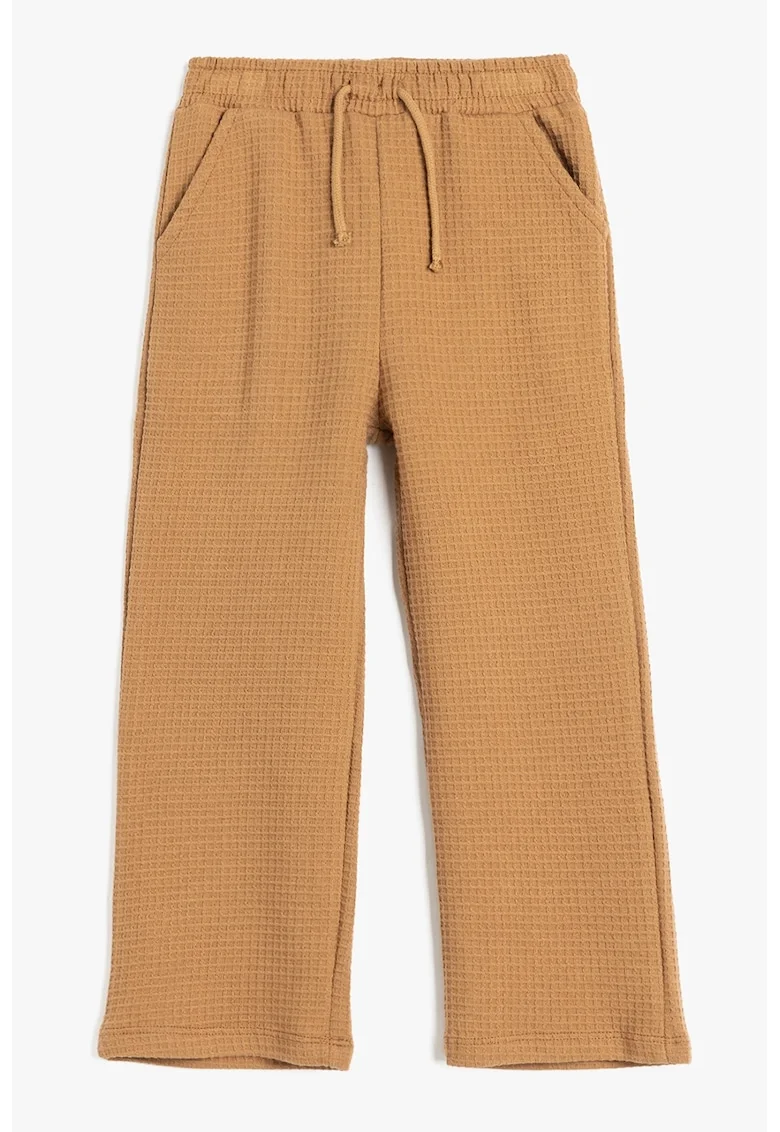 Pantaloni texturati cu buzunare laterale, Portocaliu stins