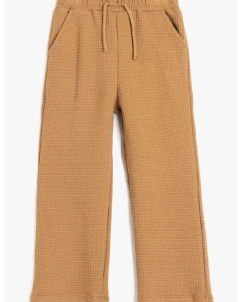 Pantaloni texturati cu buzunare laterale, Portocaliu stins