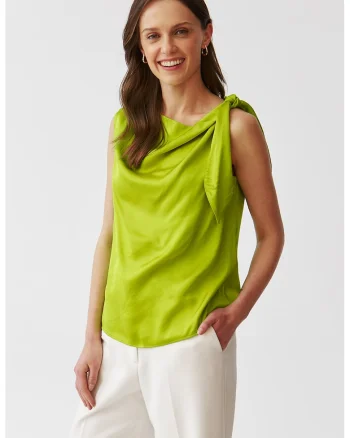 Top lejer cu aspect drapat, Verde lime