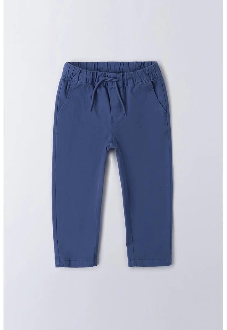 Pantaloni din amestec de bumbac cu model uni, Albastru inchis
