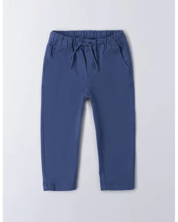 Pantaloni din amestec de bumbac cu model uni, Albastru inchis