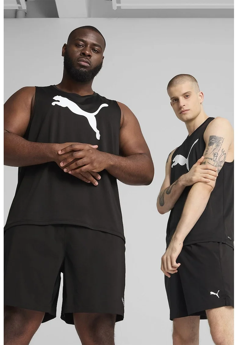 Top cu logo, pentru fitness, Alb/Negru stins