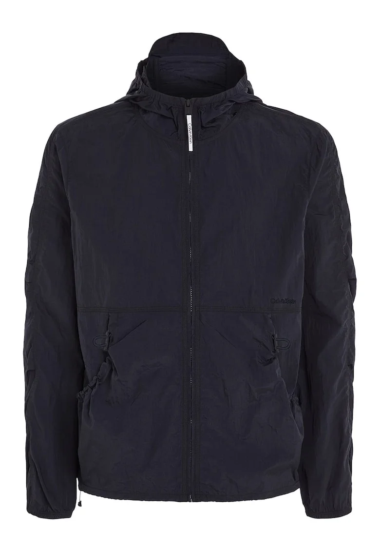 Jacheta rezistenta la vant cu gluga pentru fitness, Negru
