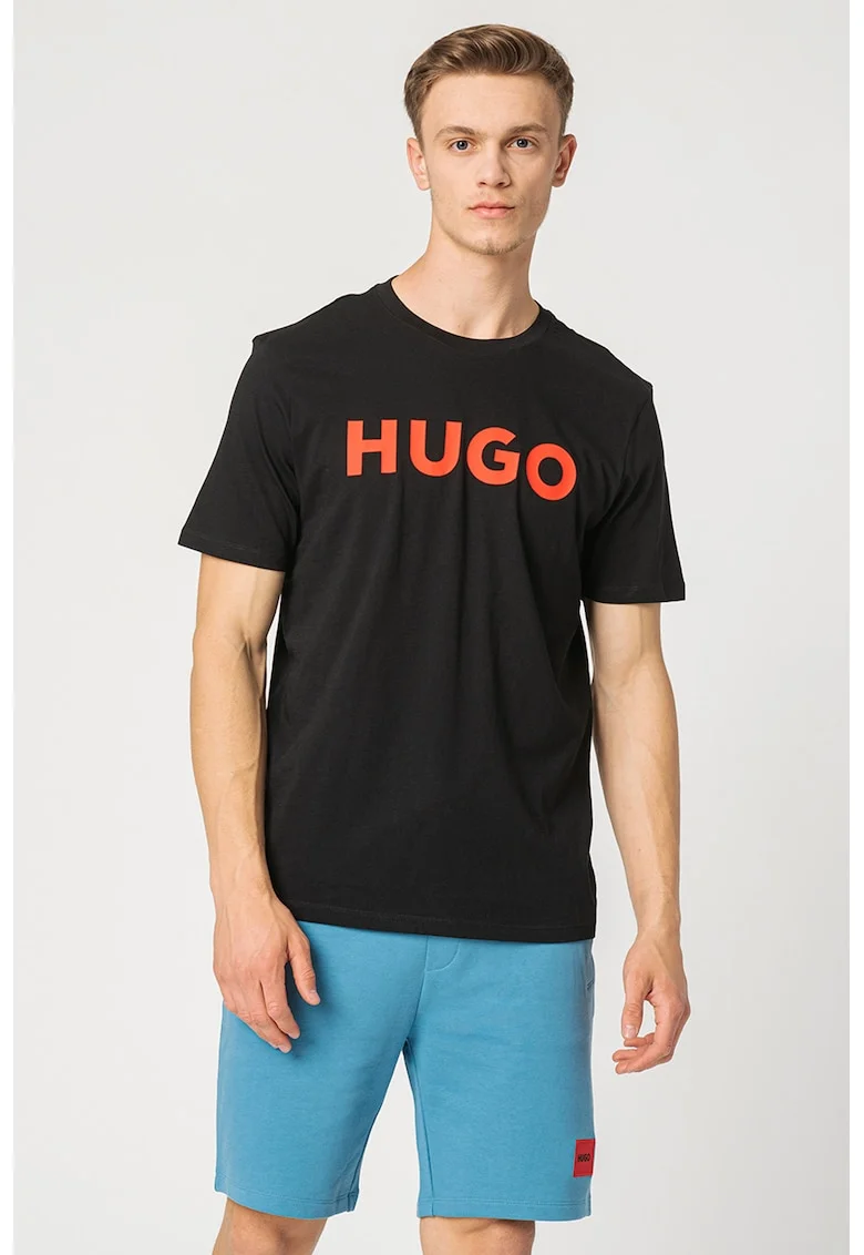 Tricou regular fit cu logo cauciucat Dulivio, Negru