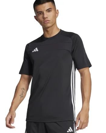 Tricou cu decolteu rotund pentru fotbal, Alb/Negru