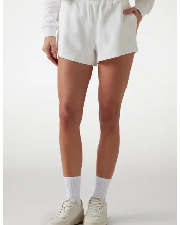 Pantaloni scurti cu talie inalta pentru fitness, Alb