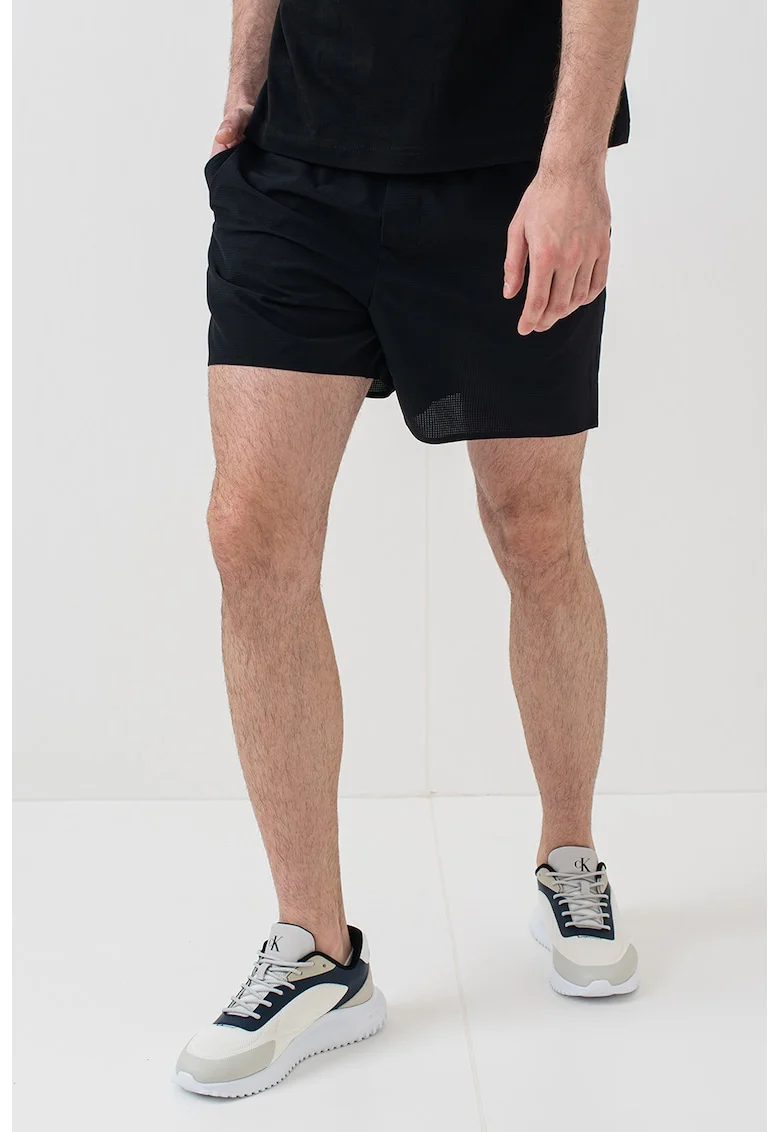 Pantaloni scurti cu banda elastica in talie, pentru antrenament, Negru