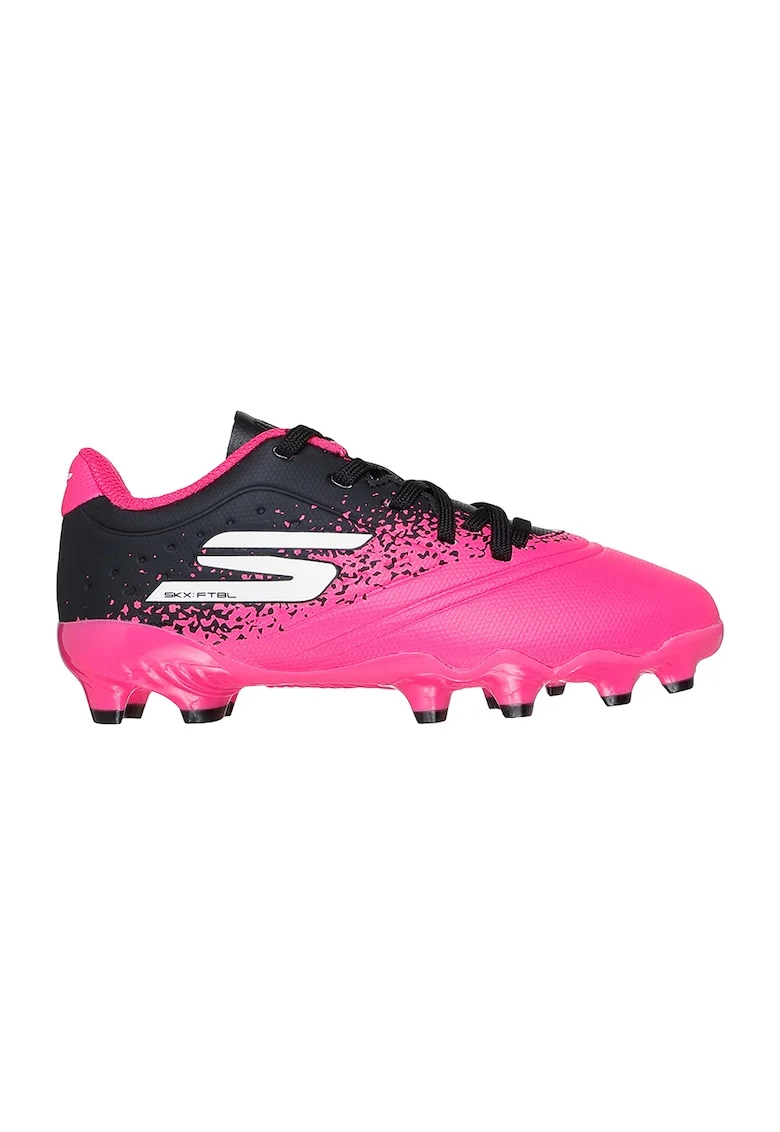 Pantofi din piele ecologica, pentru fotbal Razor 1.5, Negru/Roz neon