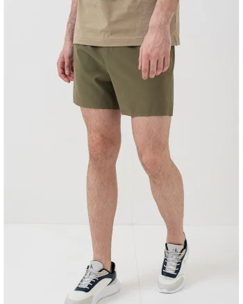 Pantaloni scurti cu banda elastica in talie, pentru antrenament, Verde feriga