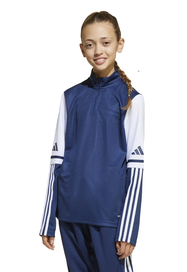 Bluza de trening cu maneci cu logo pentru fotbal, Alb/Albastru inchis