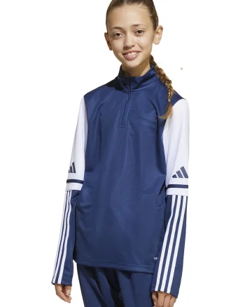 Bluza de trening cu maneci cu logo pentru fotbal, Alb/Albastru inchis