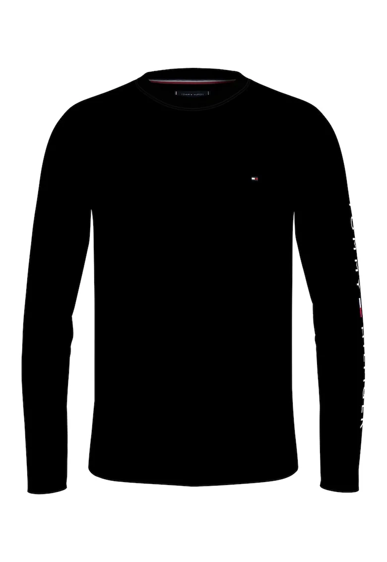 Bluza de bumbac cu logo, Negru