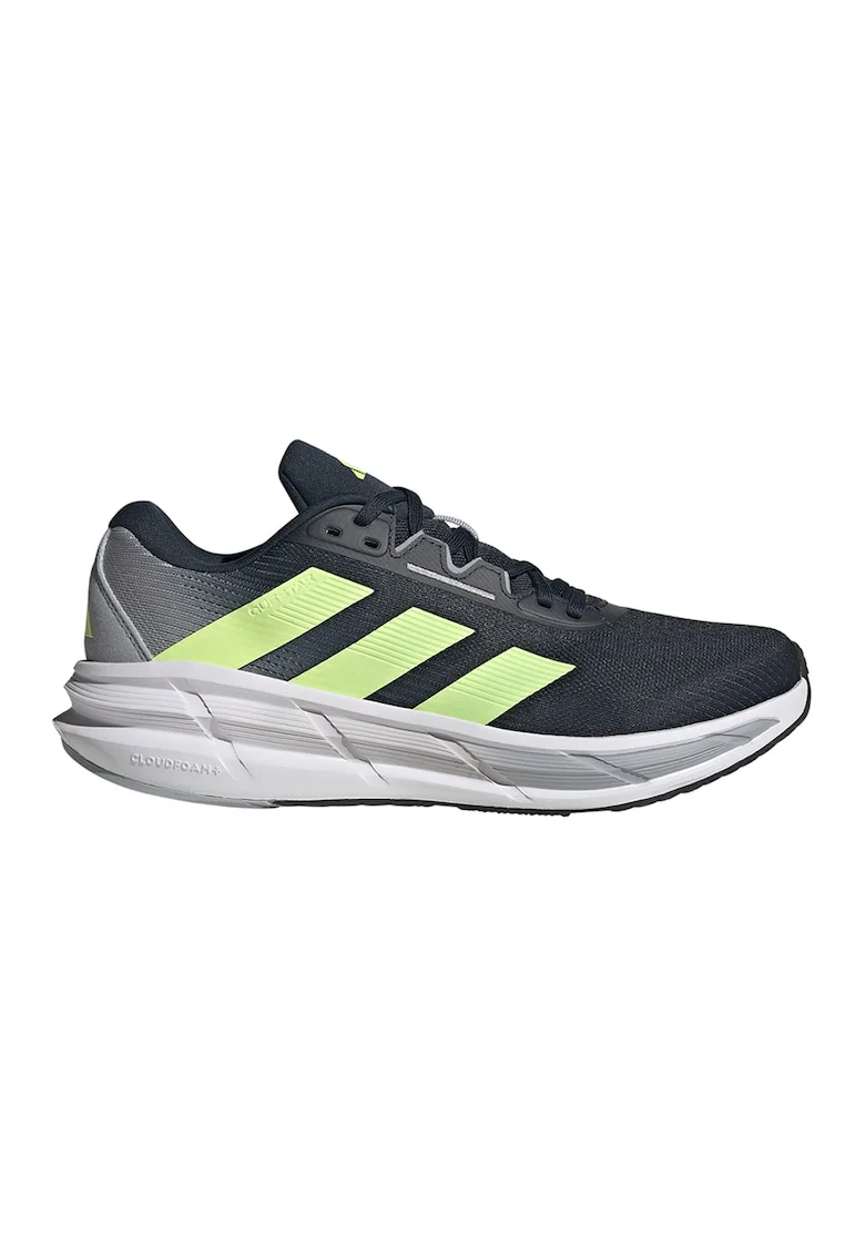 Pantofi Questar 3 cu aspect tricotat pentru alergare, Negru/Verde lime/Gri inchis