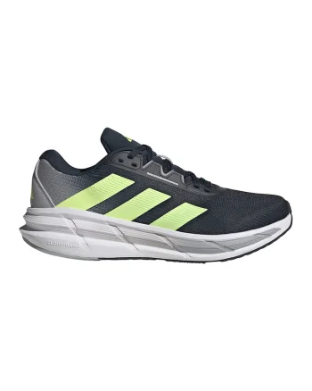 Pantofi Questar 3 cu aspect tricotat pentru alergare, Negru/Verde lime/Gri inchis