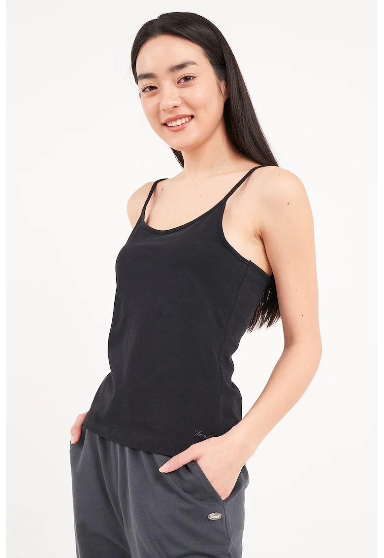 Top cu decolteu rotund, Negru