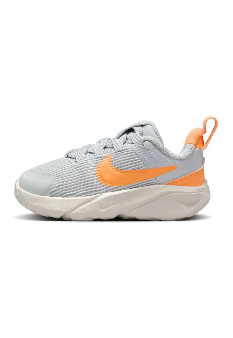 Pantofi cu insertii sintetice, pentru alergare Star Runner 4, Gri deschis/Portocaliu mandarina