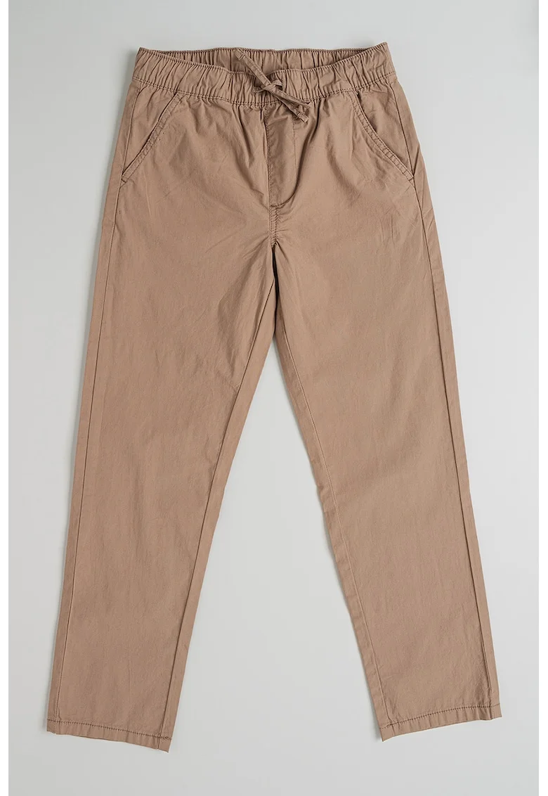Pantaloni din amestec de bumbac cu snur de ajustare, Maro deschis