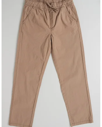 Pantaloni din amestec de bumbac cu snur de ajustare, Maro deschis
