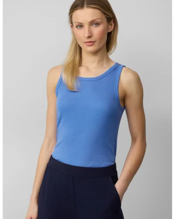 Top cu model in dungi, Albastru deschis