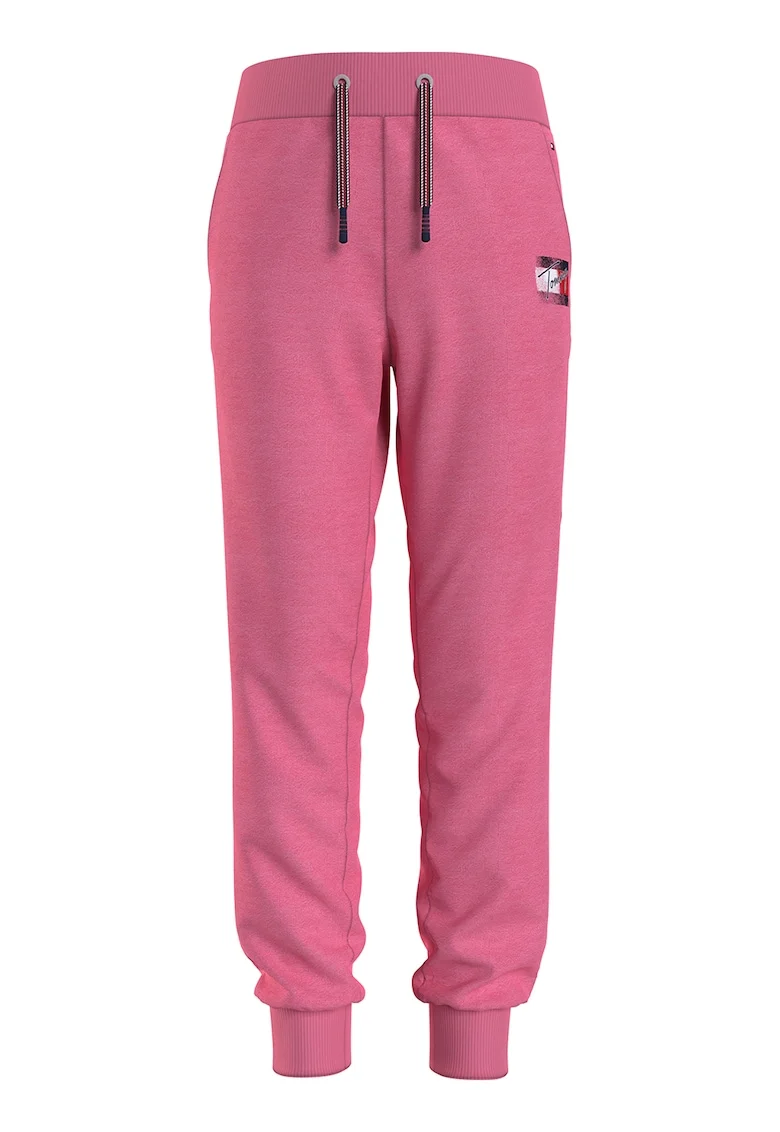 Pantaloni jogger cu croiala conica si snur de ajustare in talie, Roz aprins