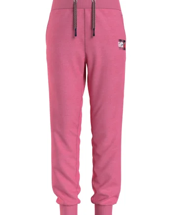 Pantaloni jogger cu croiala conica si snur de ajustare in talie, Roz aprins