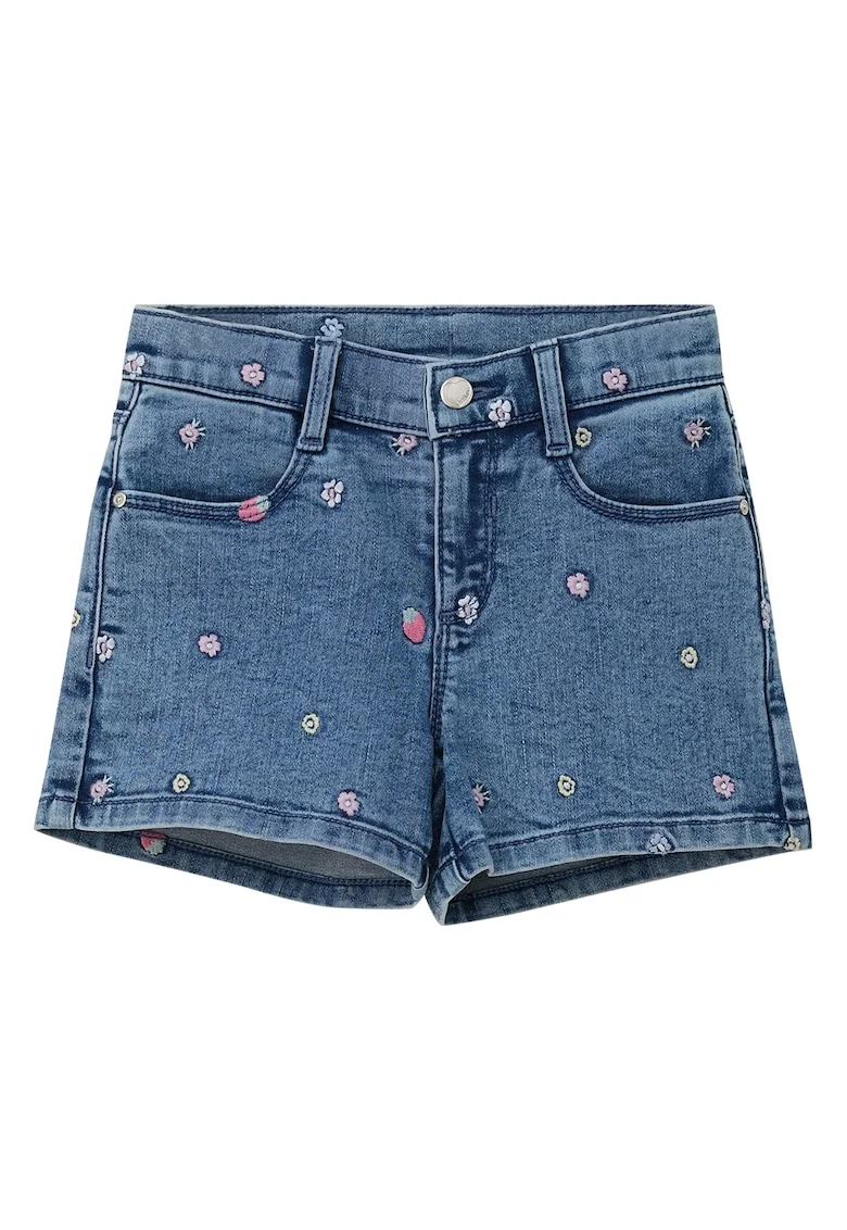 Blugi scurti de denim cu buzunare, Albastru melange