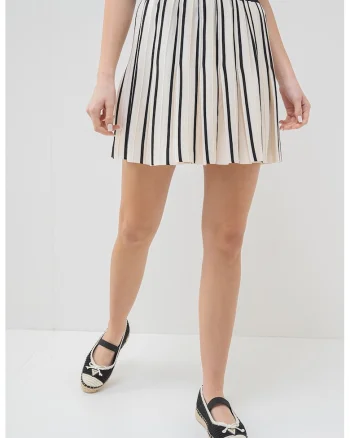 Fusta cu pliuri, pentru fitness, Alb fildes/Negru