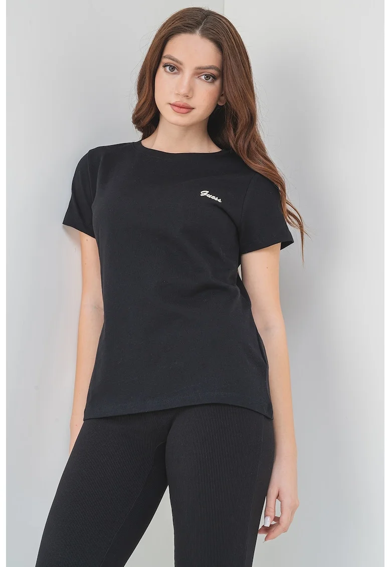 Tricou lejer din bumbac, Negru/Alb murdar