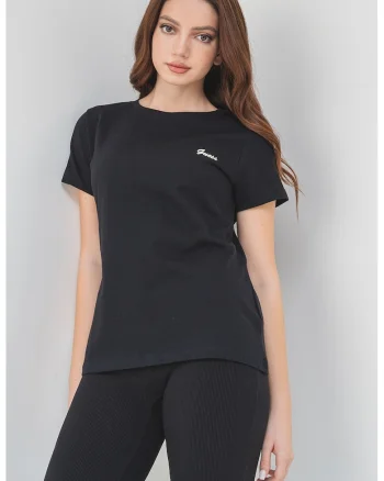 Tricou lejer din bumbac, Negru/Alb murdar