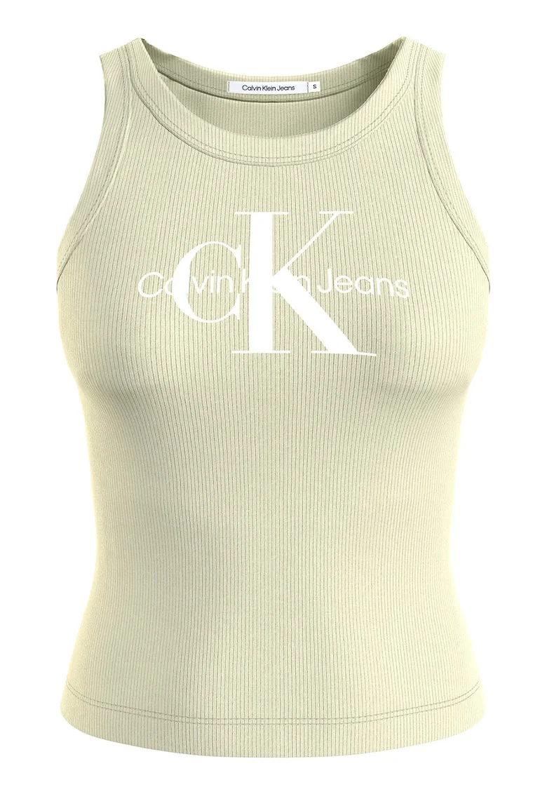Top crop cu logo, Kaki