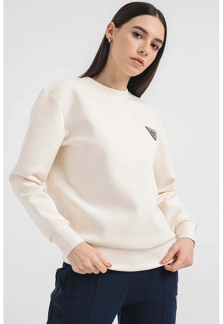 Bluza de trening cu logo, pentru fitness, Bej deschis