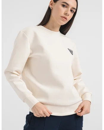 Bluza de trening cu logo, pentru fitness, Bej deschis