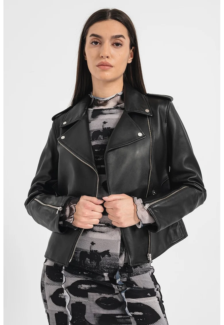 Jacheta de piele Lujana, Negru