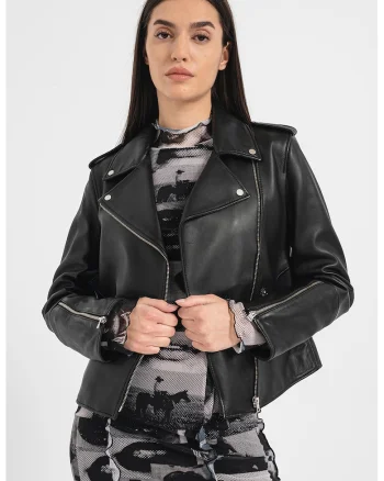 Jacheta de piele Lujana, Negru