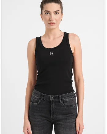 Top slim-fit Datamia, Negru