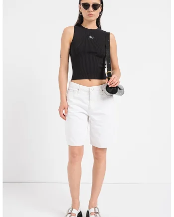 Top striat din amestec de lyocell, Negru